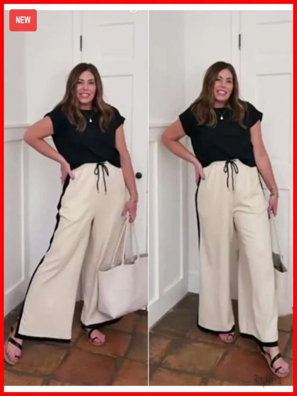 Wide Leg Striped Capri Linen Pants with Pockets High Waisted Drawstring